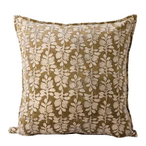 French Country Vine Handblock Velvet Cushion Cover