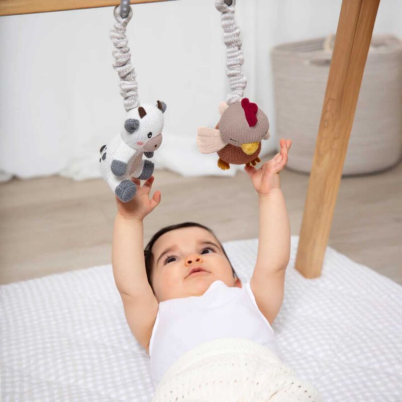 Living Textiles Stroller Toys 2 Pack - Cow & Chicken image number 1