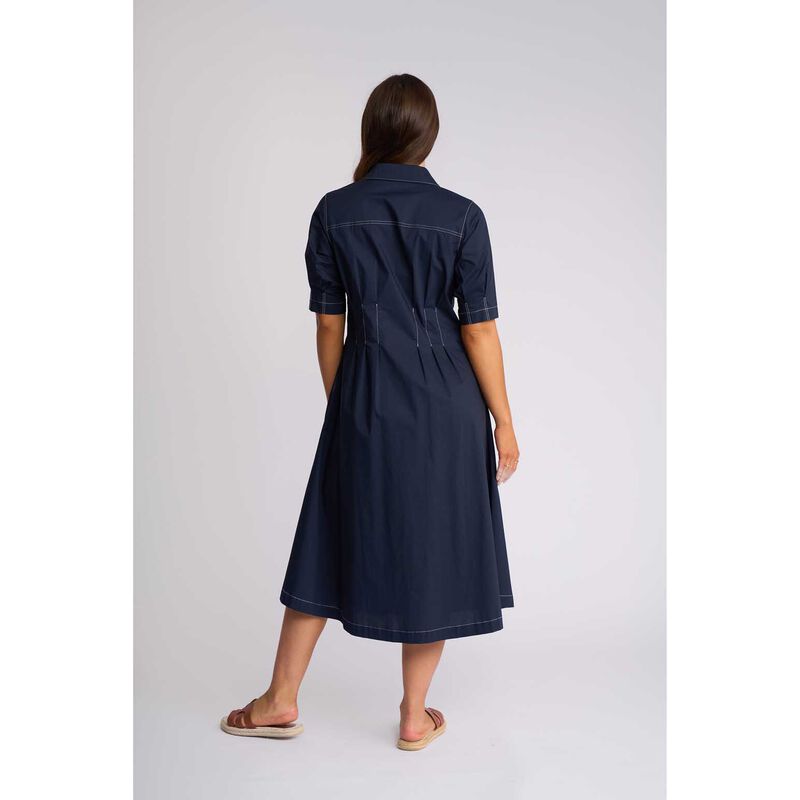 Vassalli Shaped Waist Button Up Dress With Pockets image number 1
