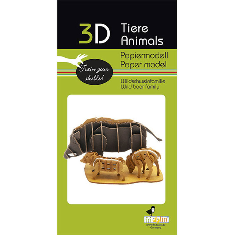 Fridolin 3D Paper Model - Wild Boar Family image number 1