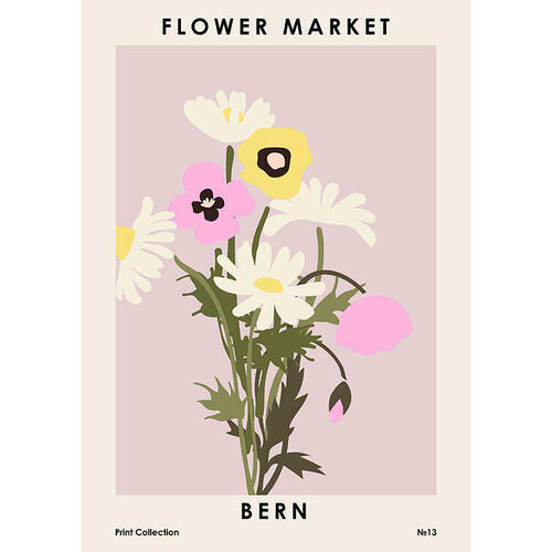 Flower Market Bern A2 Framed Print