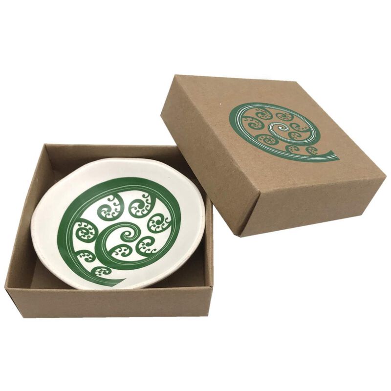 Jo Luping Green Fern Frond On White 7cm Bowl image number 2