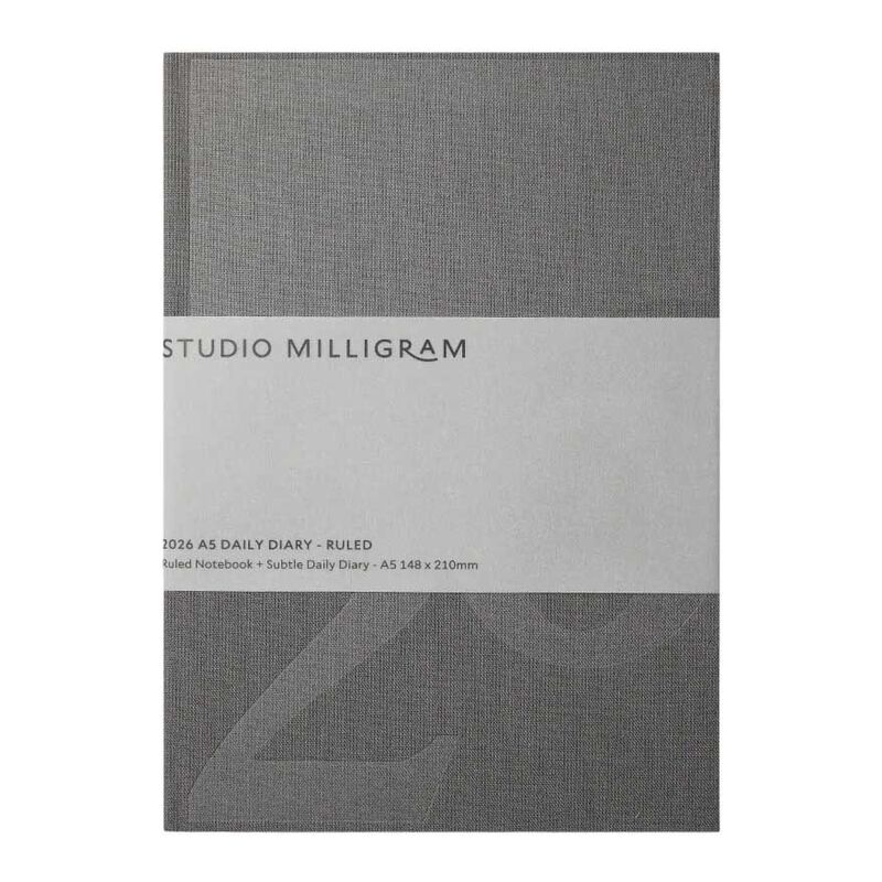 Studio Milligram A5 Charcoal Ruled Hard Cover Daily Diary  2026 image number 0