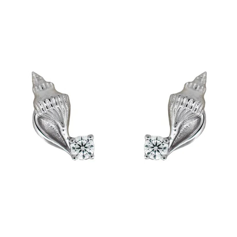 Boh Runga Pearly Shell Studs With Cubic Zirconia image number 0