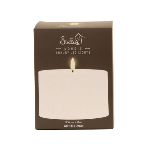 Stellar Haus White Pillar Indoor LED Candle With Timer  10x10cm
