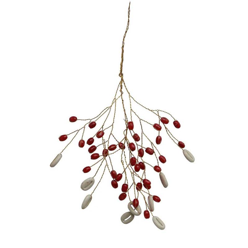 French Country Beaded Bunch Ornament Red image number 0