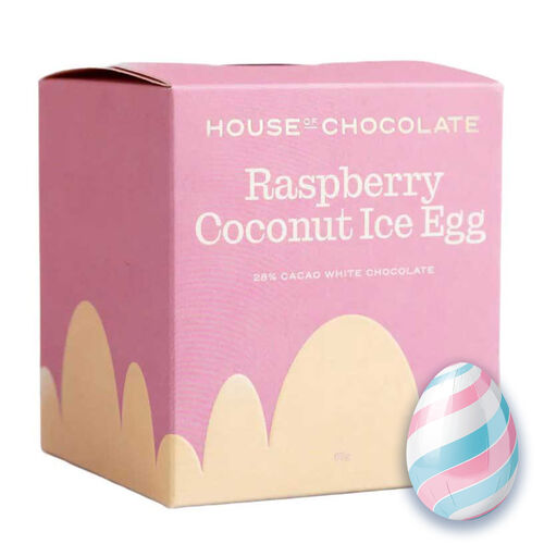 House of Chocolate Raspberry Coconut Ice White Chocolate Easter Egg 65g