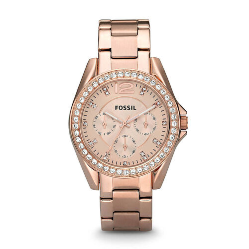 Fossil Riley Rose Gold Crystal Watch ES2811