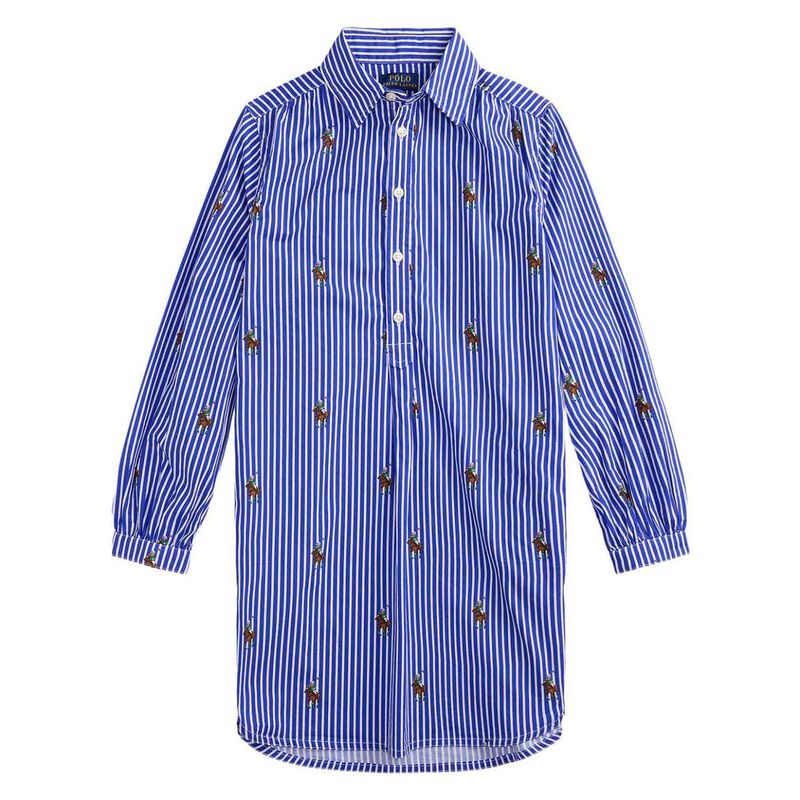 Polo Ralph Lauren Polo Bear Striped Cotton Poplin Dress 7-10Y image number 0