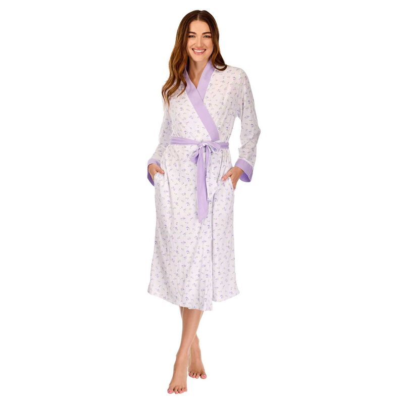 La Marquise Vintage Blossoms Cotton-Rich Jersey Long Sleeve Wrap Robe image number 3