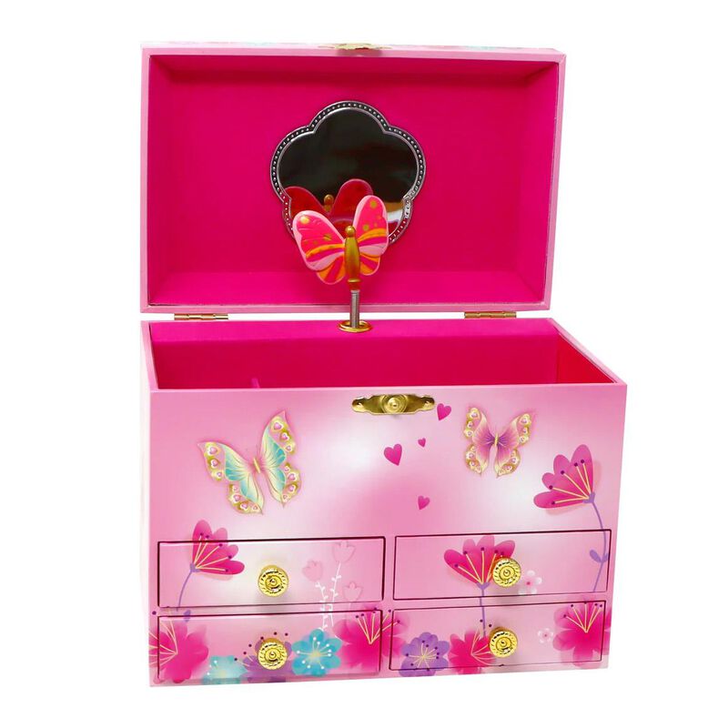 Pink Poppy Fairy Butterfly Friends Medium Musical Jewellery Box image number 0