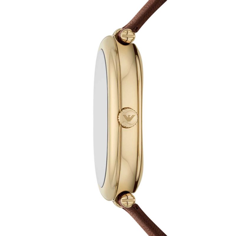 Emporio Armani Two-Hand Brown Leather Watch AR11708 image number 2