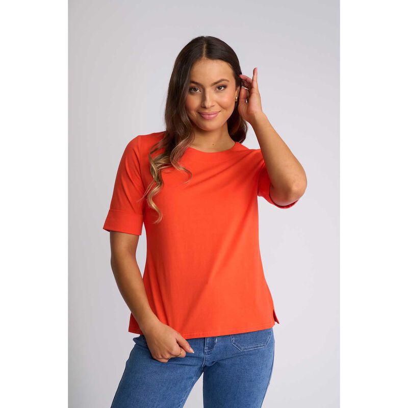 Vassalli Elbow Length Sleeve Round Neck Knit Top with Cuff image number 2