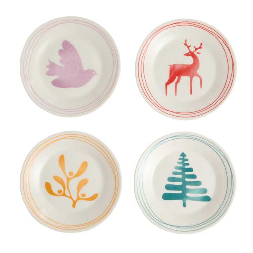 Royal Doulton 1815 Christmas Plate 16cm Mixed Colours Set of 4
