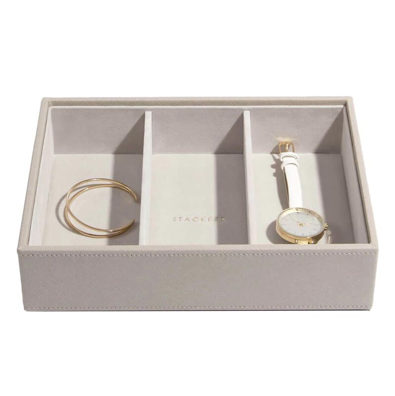 Stackers Classic Deep 3 Compartment Watch & Accessory Layer Taupe image number 0