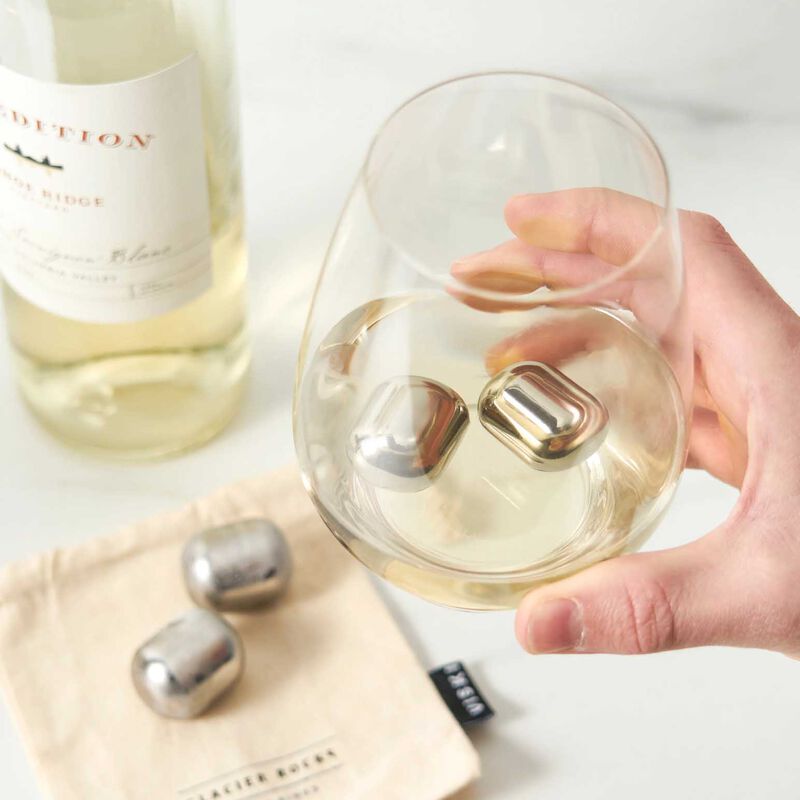 Viski Glacier Rocks Stainless Steel Wine Globes, Set of 4 image number 1