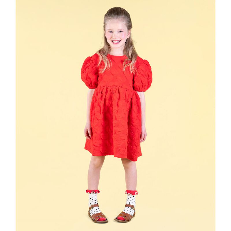 Rock Your Baby Red Heart Puff Sleeve Dress image number 2