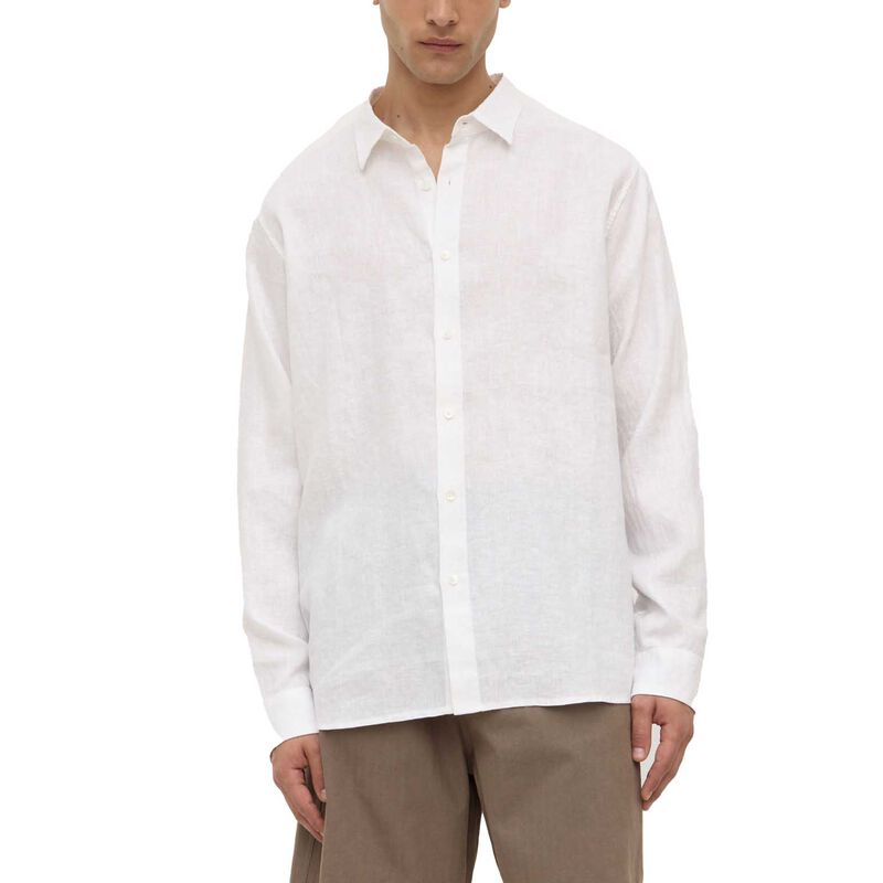 Assembly Label Everyday Mens Linen Long Sleeve Shirt White image number 0