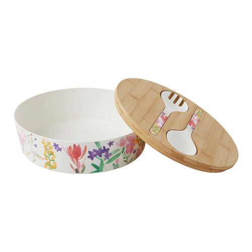 Maxwell & Williams Wildflowers Bamboo Lid Salad Bowl 25cm