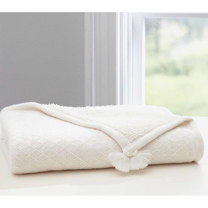 Pottery Barn Kids Luxe Knit Sherpa Stroller Blanket Ivory image number 2
