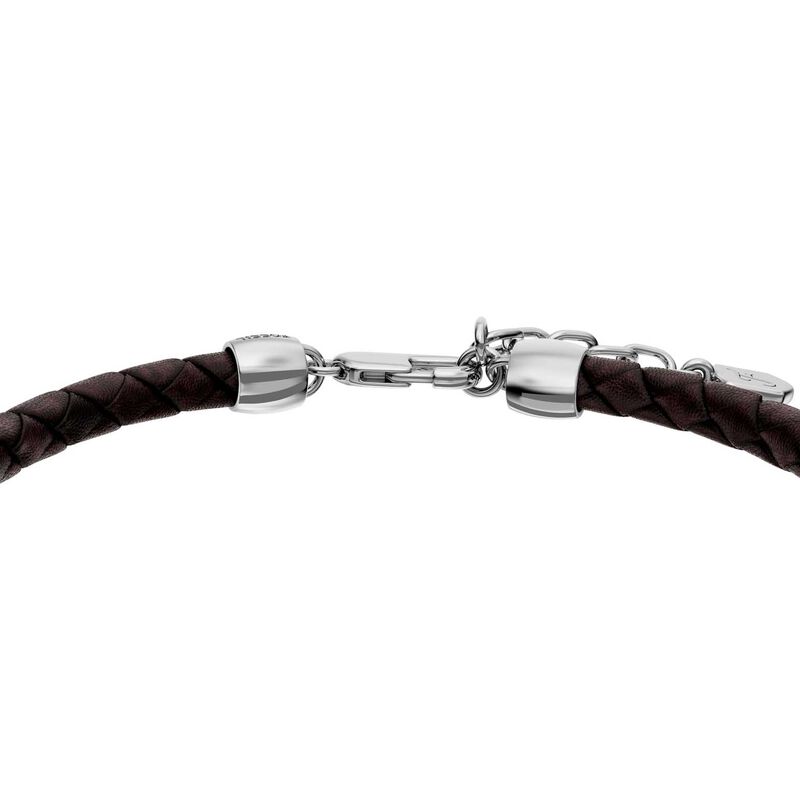Fossil Everett Enamel Brown Leather Station Bracelet image number 2