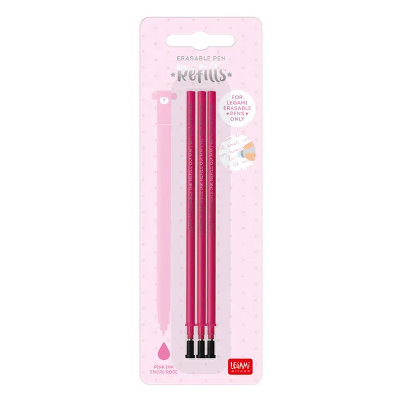 Legami Refill Erasable Pen 3 Pack - Pink image number 0