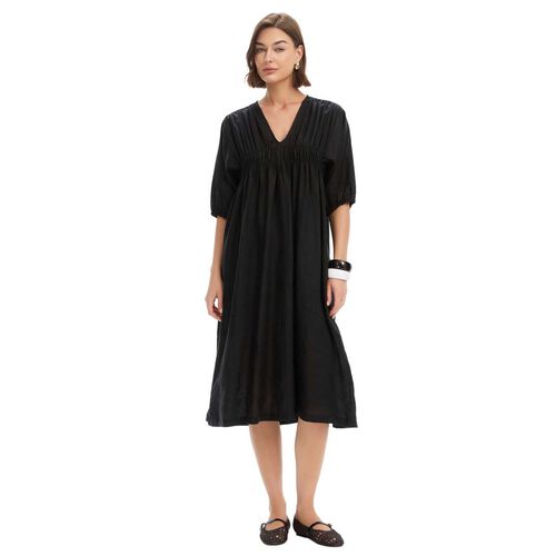 TIRELLI Puff Sleeve Gather Front Dress