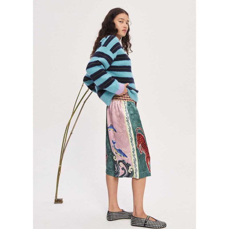 ALÉMAIS Domenica Teal Stripe Sweater image number 3