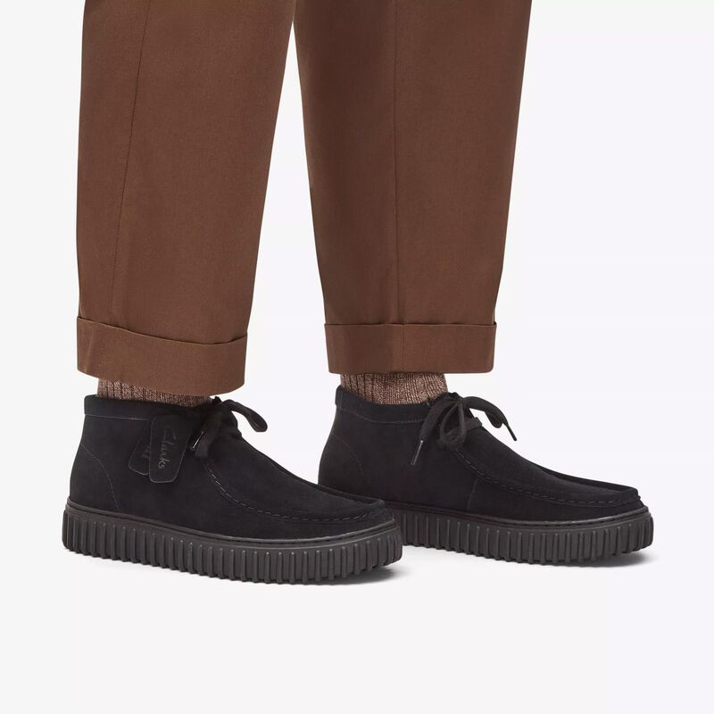 Clarks Mens Torhill Hi Black Suede image number 1