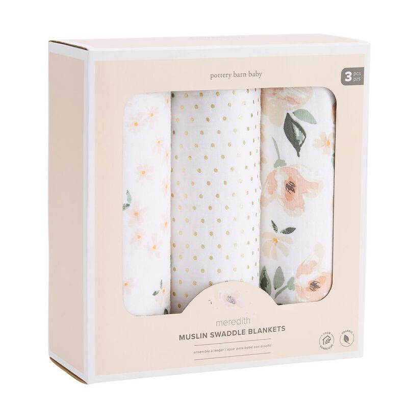 Pottery Barn Kids Muslin Meredith Swaddle Set Of 3 image number 1
