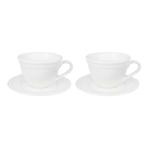 Casa Domani Florence Scallop Demi Cup & Saucer 80ml Set Of 2 White Boxed
