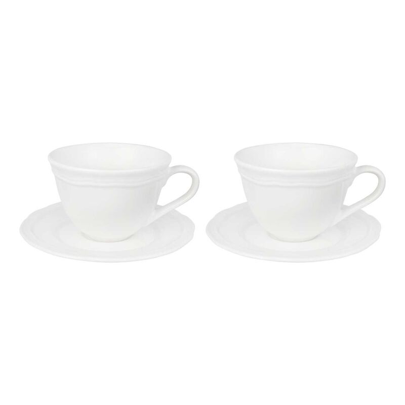 Casa Domani Florence Scallop Demi Cup & Saucer 80ml Set Of 2 White Boxed image number 0