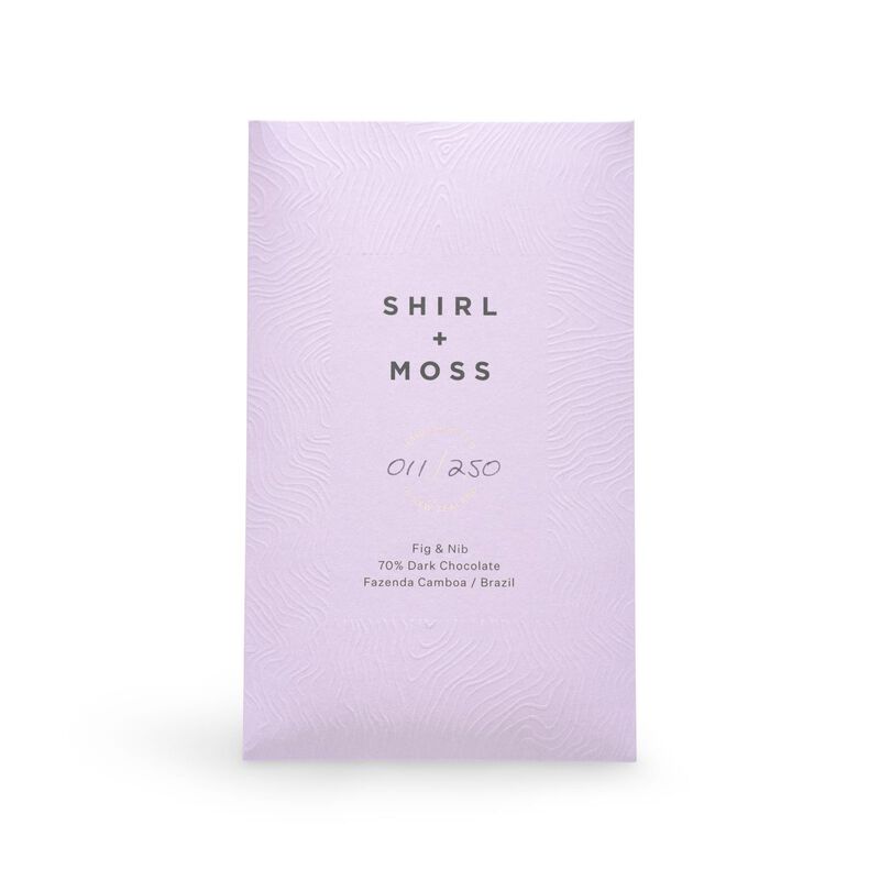 Shirl + Moss Fig & Nib 70% Dark Chocolate Bar 80g image number 0
