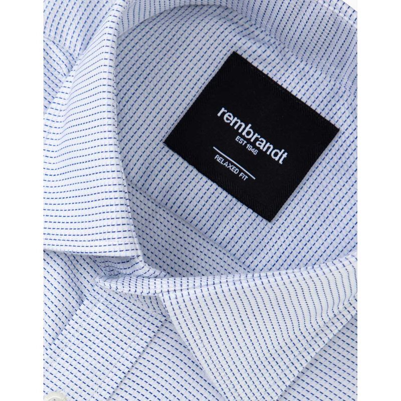 Rembrandt Sinatra White & Blue Microdesign Shirt image number 1