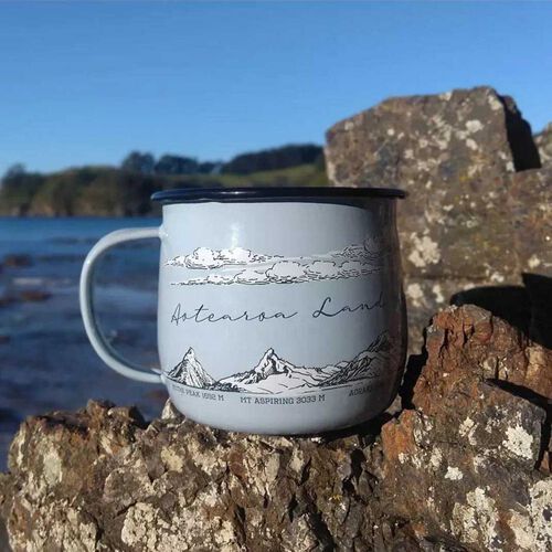 Tanya Wolfkamp NZ Mountains Enamel Mug