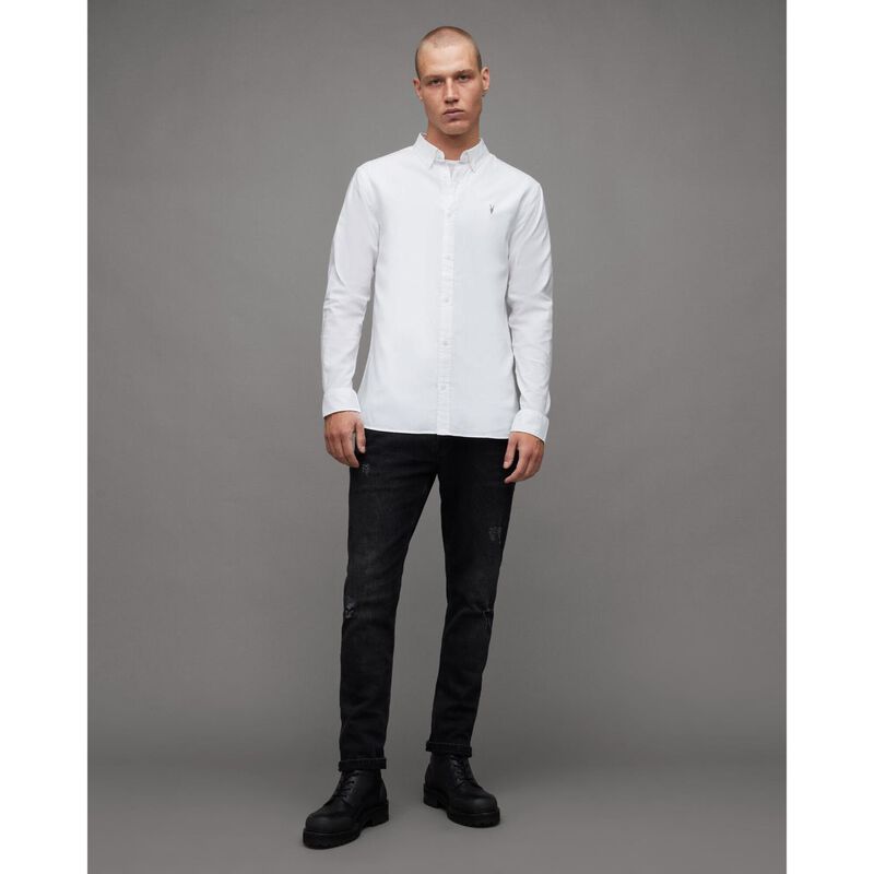 AllSaints Hawthorne Ramskull Stretch Fit Shirt image number 7