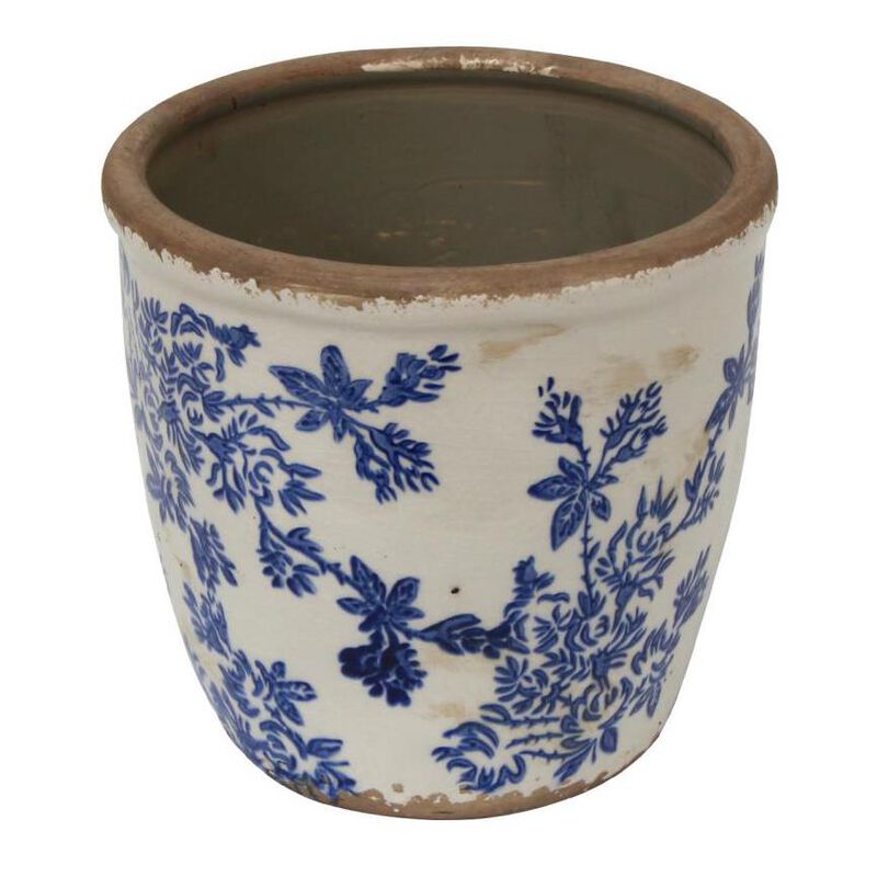 French Country Blue Floral Herb Pot Large image number 0