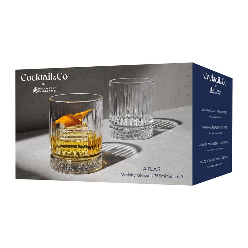Maxwell & Williams Cocktail & Co Atlas Whisky Glass 355ml Set Of 2 Gift Box image number 2