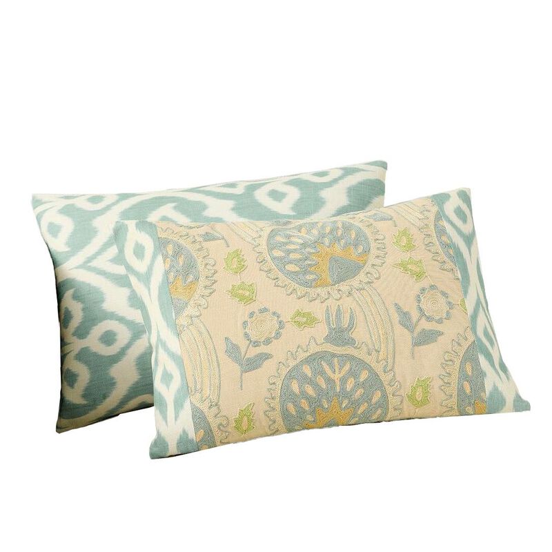 Pottery Barn Aisha Emb Lumbar Cushion Cover 51cm Chambray image number 0