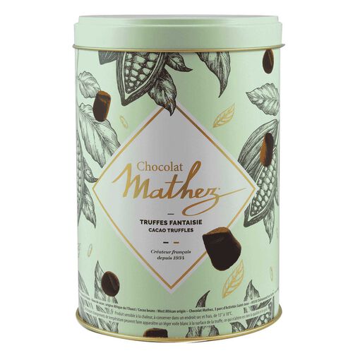 Mathez Pastel Green Tin With Cocoa Powdered Truffles - Original 500g