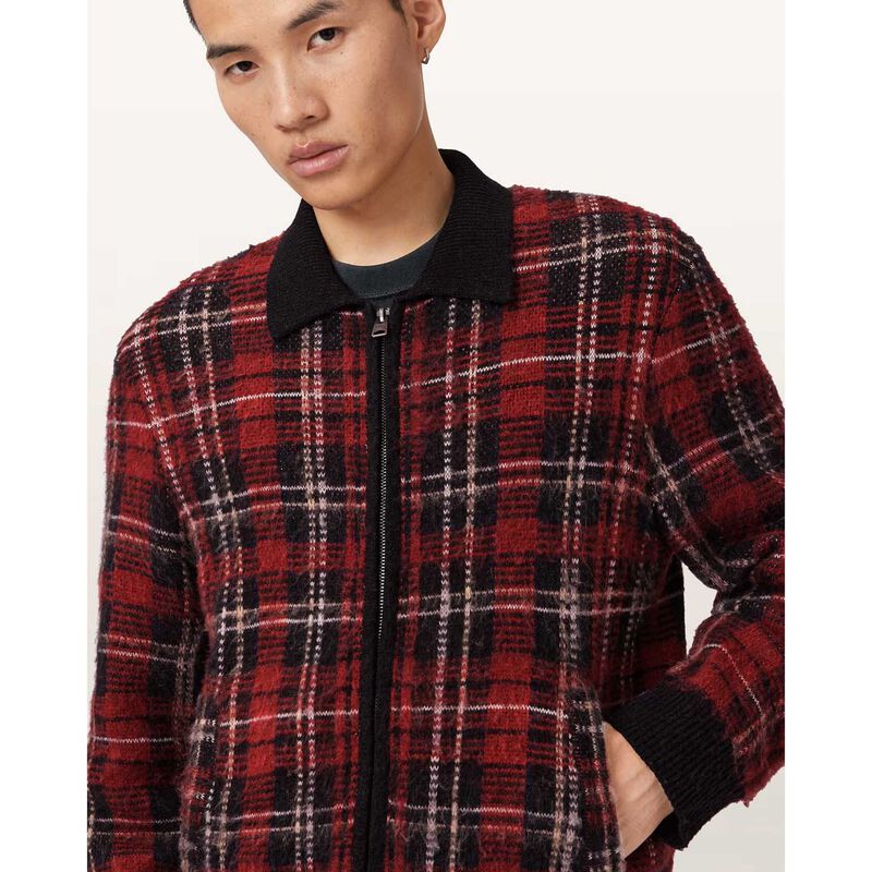 AllSaints Nettle Jacquard Plaid Cardigan image number 2
