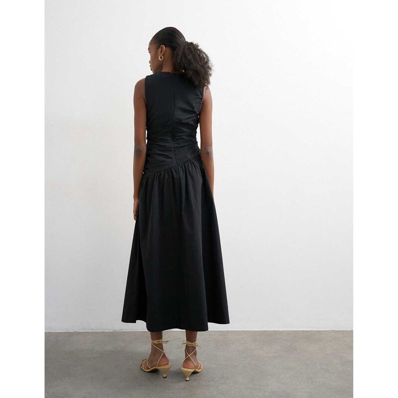 TOPSHOP Caros Poplin Ruched Maxi Dress image number 1