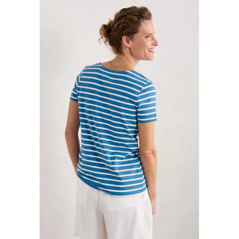 Seasalt Cornwall Sailor T-Shirt Breton Sailboats Chalk image number 1