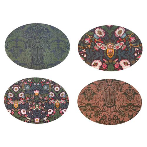 Tanya Wolfkamp Oval Placemat Set Of 4 - Damask