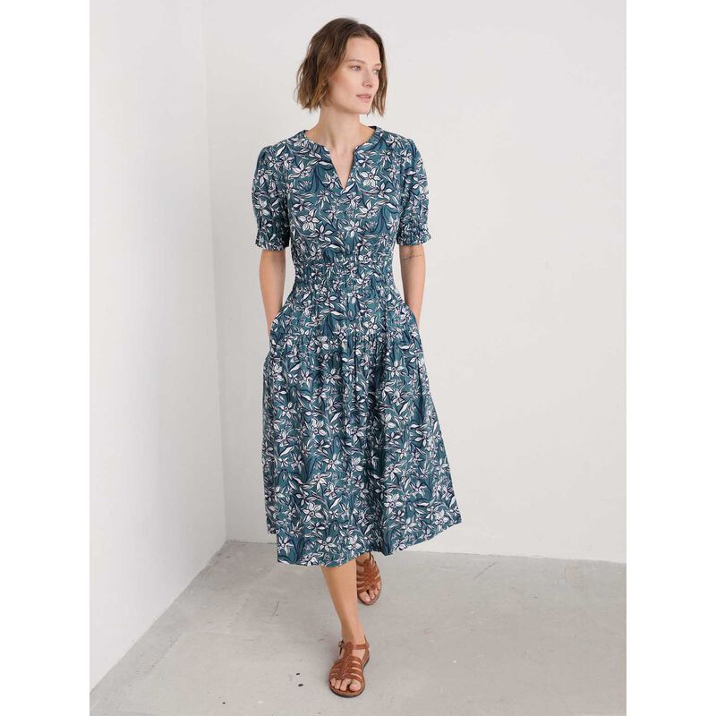 Seasalt Cornwall Edith Dress Painted Daffodil Nettle image number 3