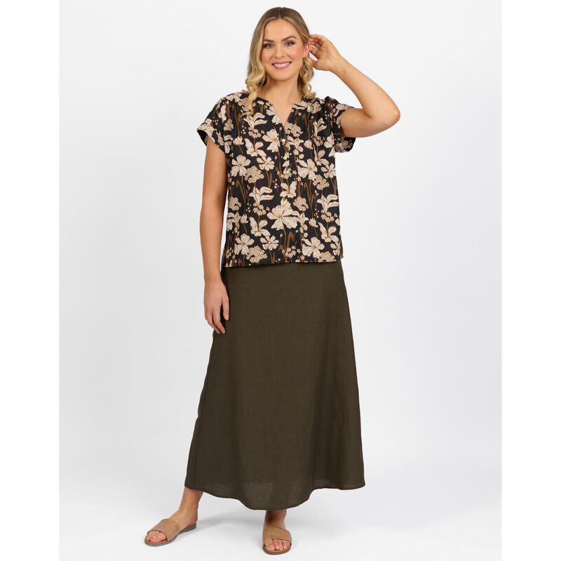 Vassalli Printed Dropped Shoulder Top With 1/2 Placket image number 2