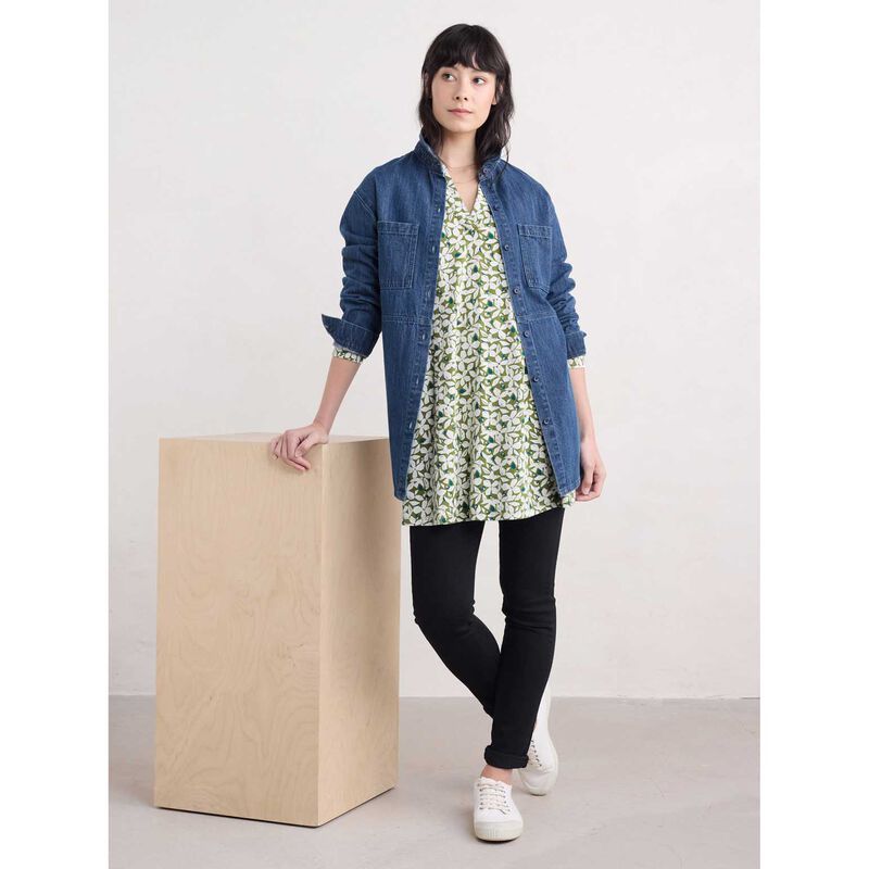 Seasalt Cornwall Wreathe Tunic Headland Collage Dark Citron image number 3