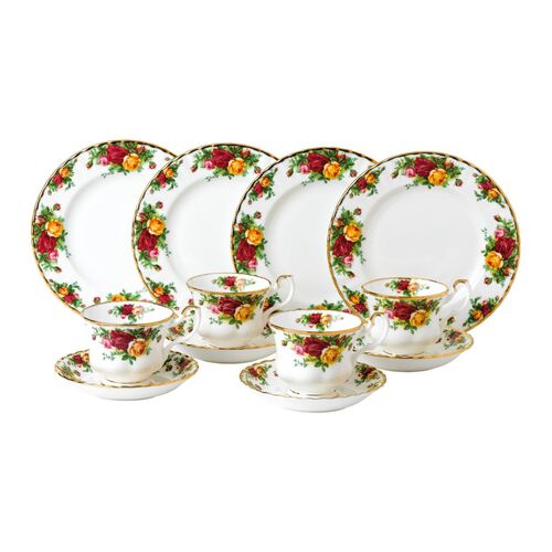 Royal Albert Old Country Roses 12 Piece Plate and Tea Cup Set