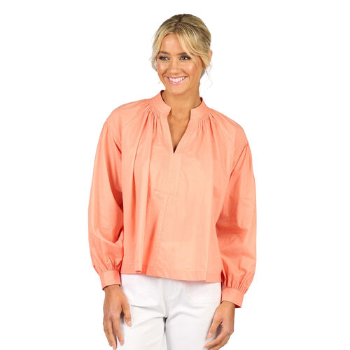 Vassalli Stitched Collar And Placket Shirt With Balloon Sleeve