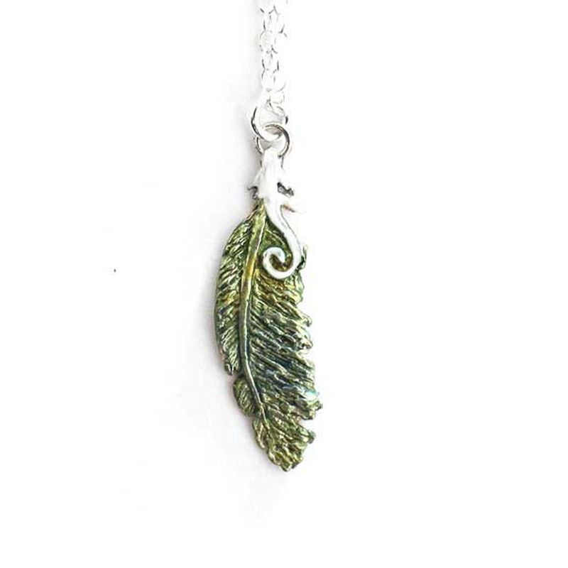 Lilygriffin Jewellery Handpainted Kereru Feather Necklace 45cm image number 0